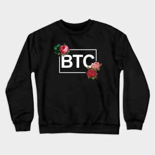 Bitcoin Rose Border White Crewneck Sweatshirt